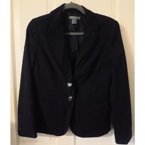Ann Taylor Loft Womens Size 8 Petite Blue Notch Lapel 2 Button Blazer Career